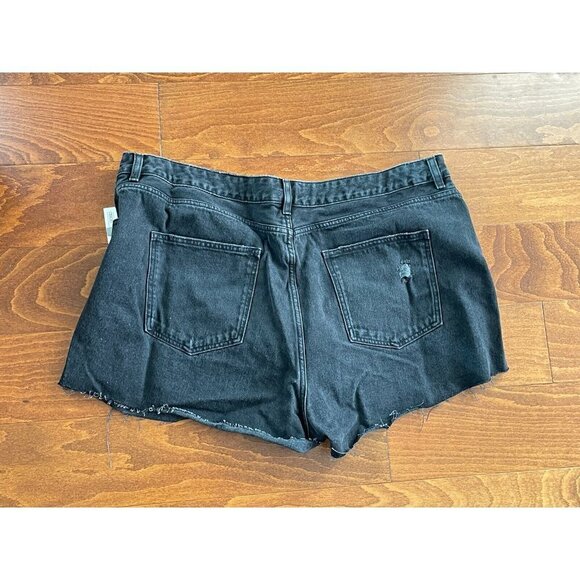 Asos Womens Denim Shorts Plus Size UK 22 High Rise Black Wash Jean Cut-Off NWT - Picture 6 of 8